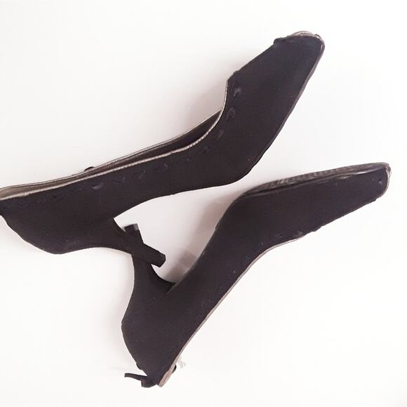 Prediction Peep Toe Faux Suede Black Pump Shoe 11 - Picture 6 of 8